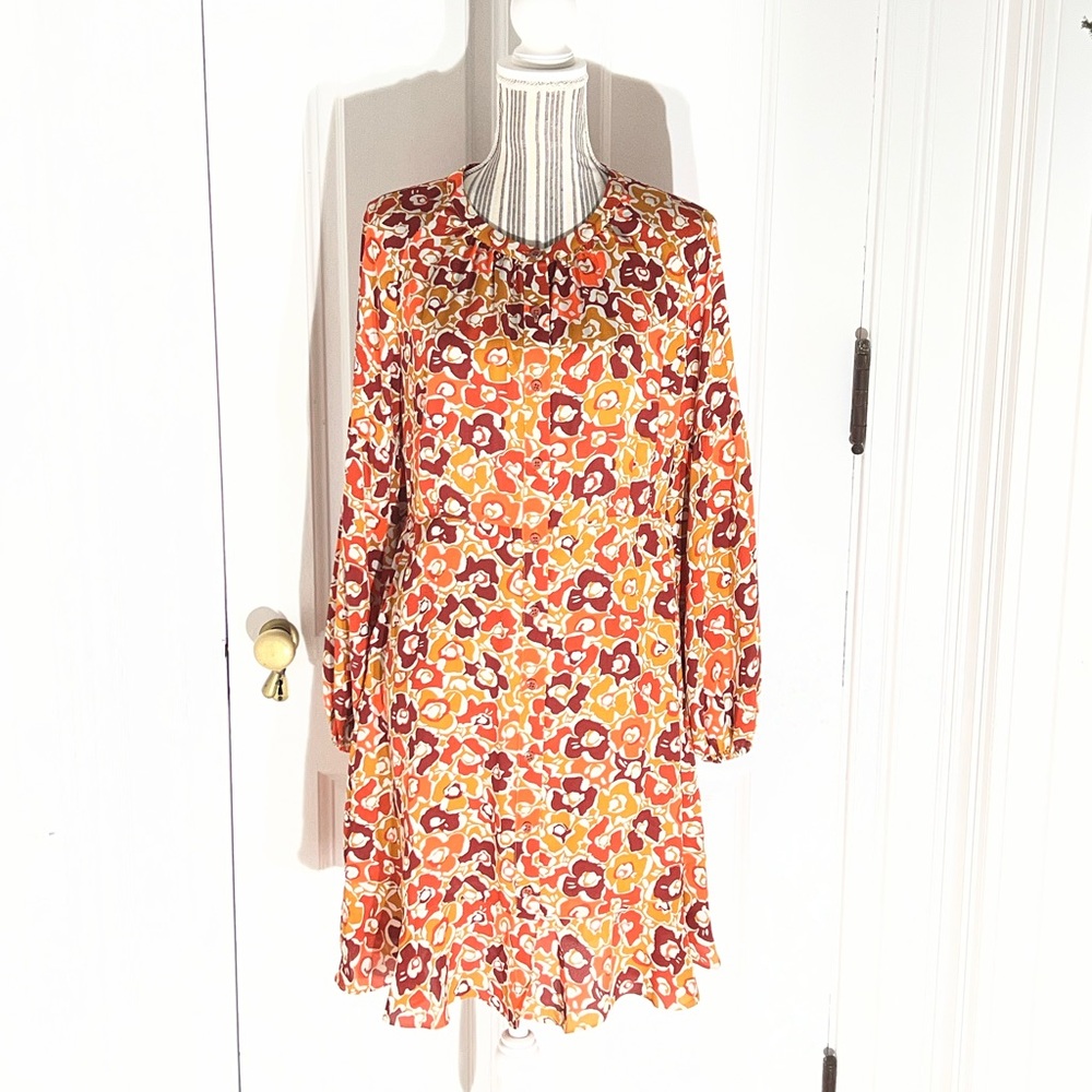 Floral Long-Sleeve Dress small Cabi nwt pockets women’s D357